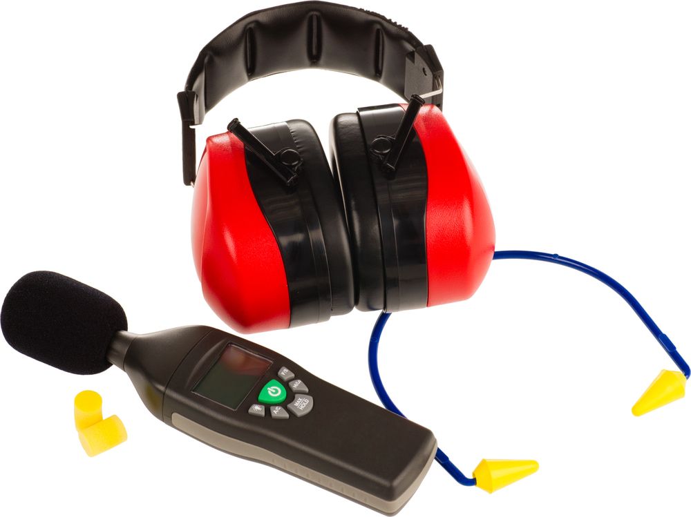A Pair Of Red Ear Muffs And A Sound Meter — Canary North Pty Ltd In Annandale, QLD