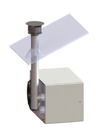 Power Vented Unit-flue pipe connects to a flue booster fan