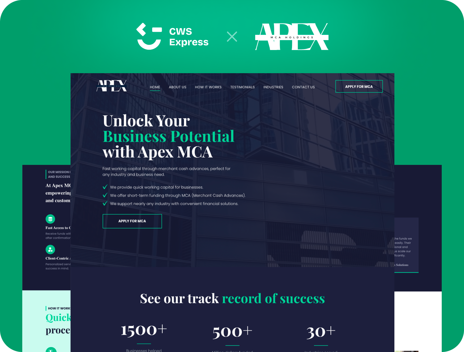 Apex MCA Holdings  project mockup