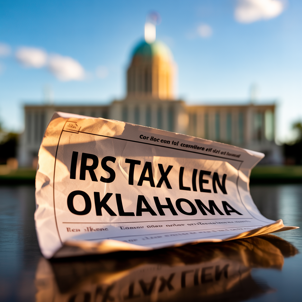 A piece of paper that says ' irs tax lien oklahoma ' on it