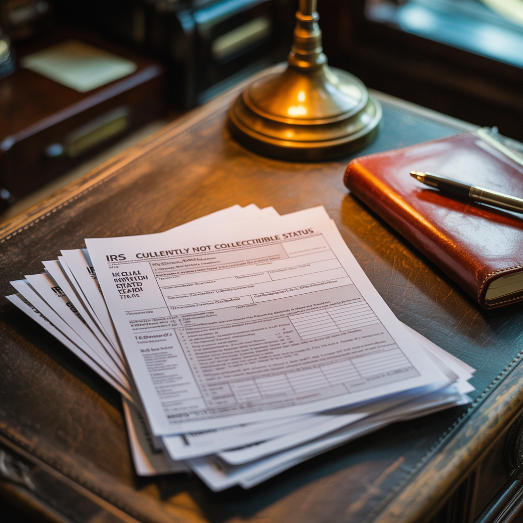 A stack of papers on a desk with a pen and a book