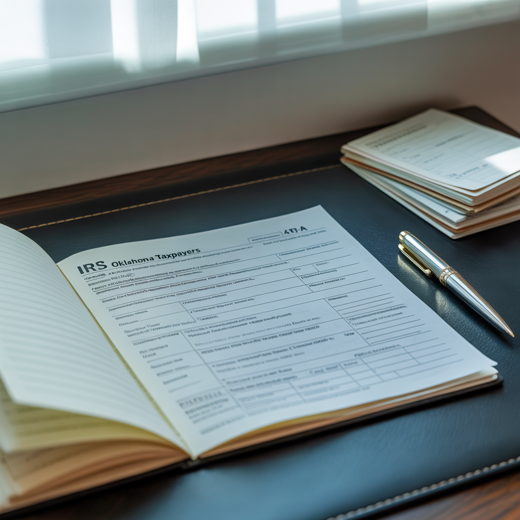 A book is open to a page that says irs