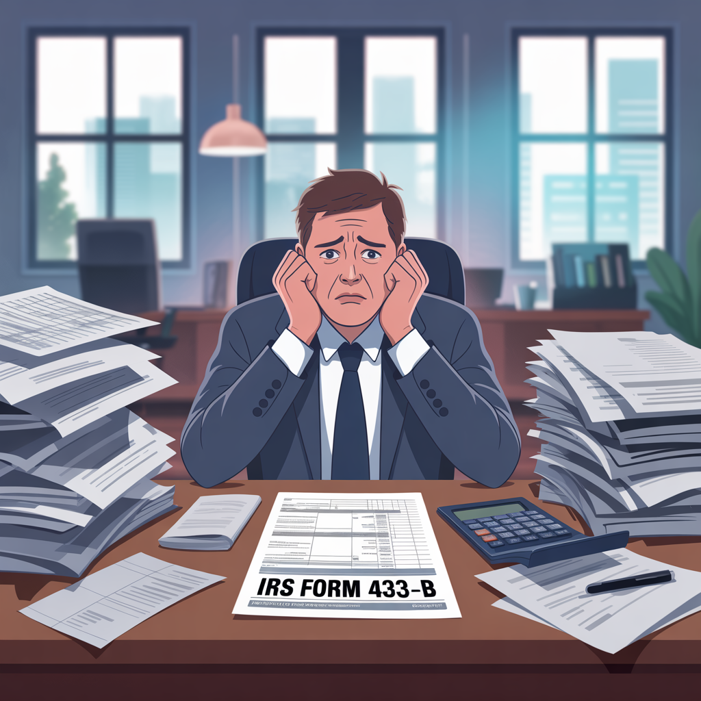 A man in a suit and tie is sitting at a desk with a stack of papers.