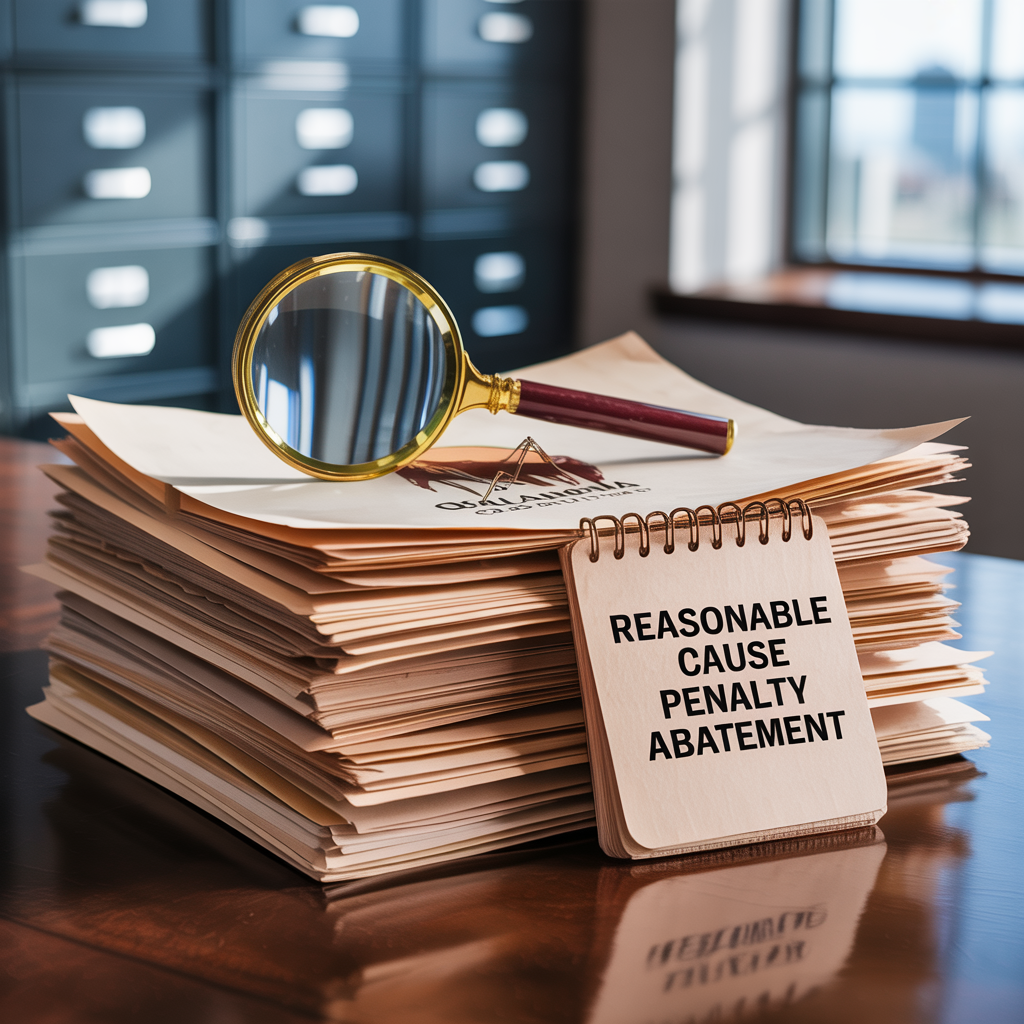 A magnifying glass is sitting on top of a stack of papers.