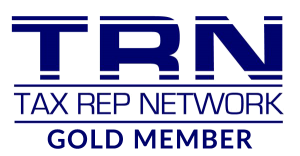 Trn tax rep network gold member logo on a white background