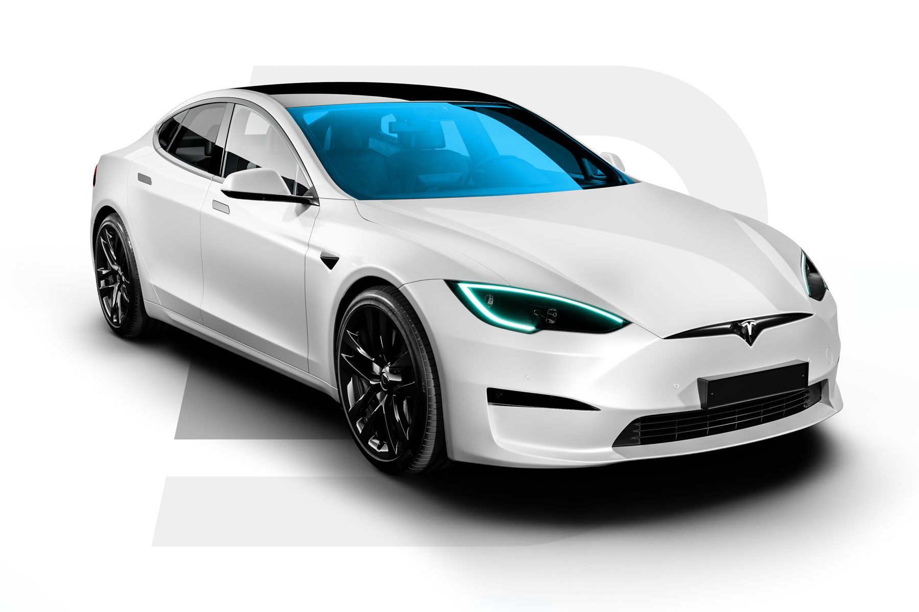 tesla full windshield