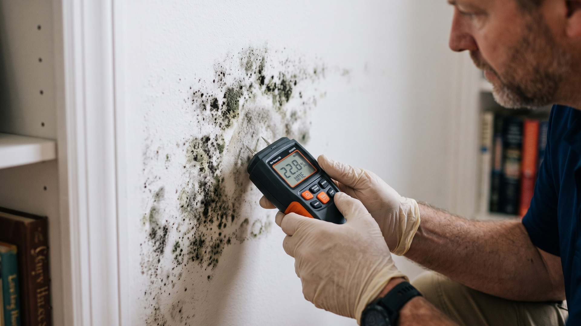 Mold inspection identifying hidden moisture in a home