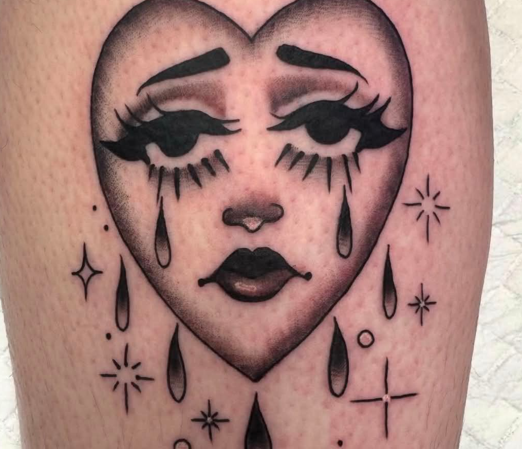 crying heart tattoo | tattoos by rachel | body art by rachel | portland, OR | Wilsonville, OR