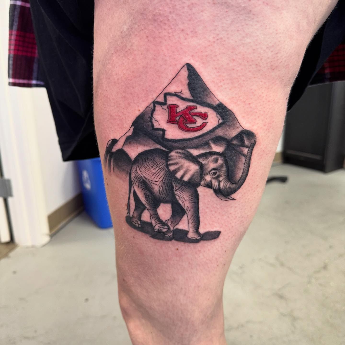 kansas city chiefs tattoo | elephant tattoo | tattoos by rachel | body art by rachel | portland, OR | Wilsonville, OR