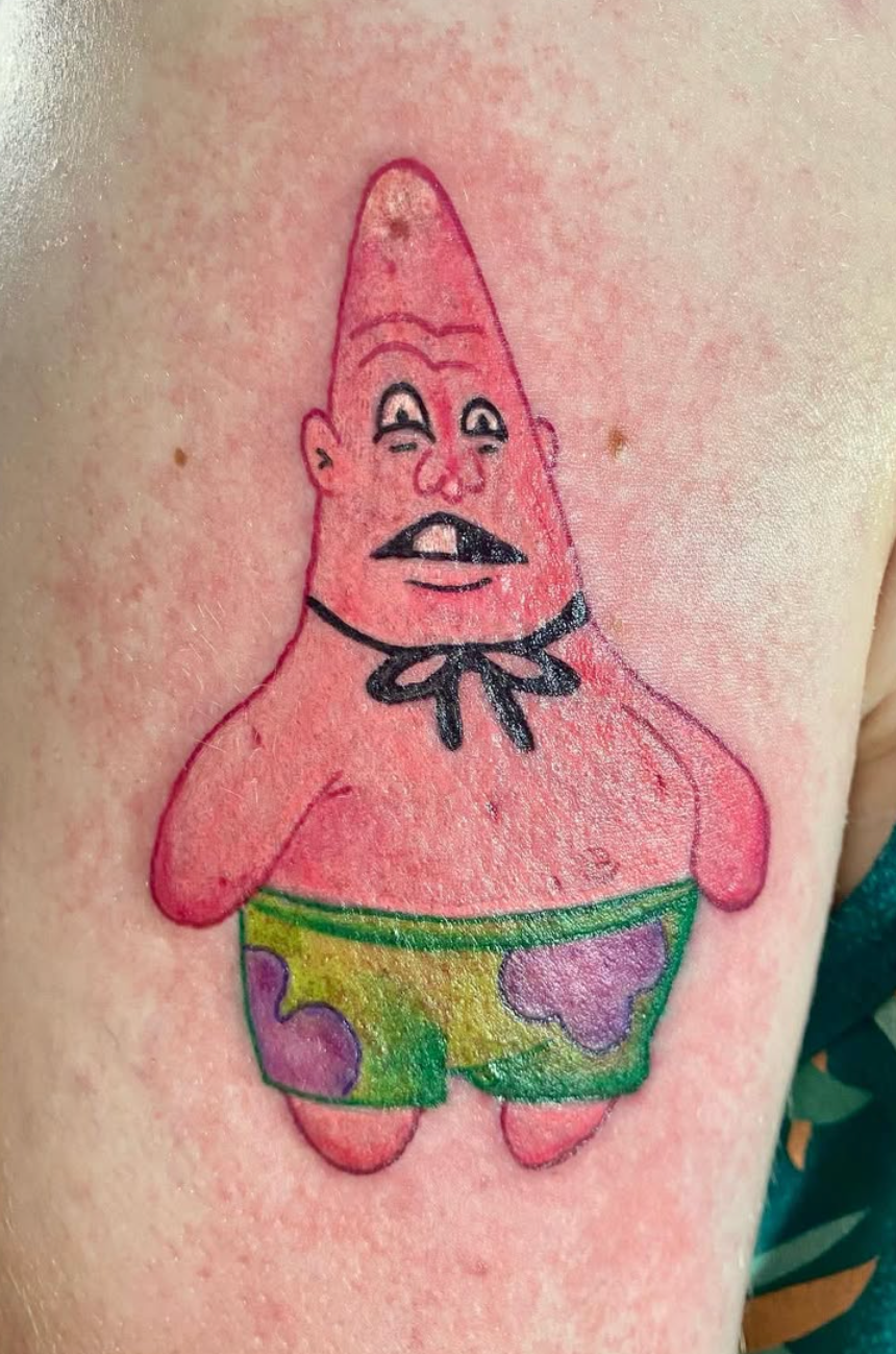 Spongebob Tattoo | Patrick from Spongebob Tattoo | tattoos by rachel | body art by rachel | portland, OR | 
