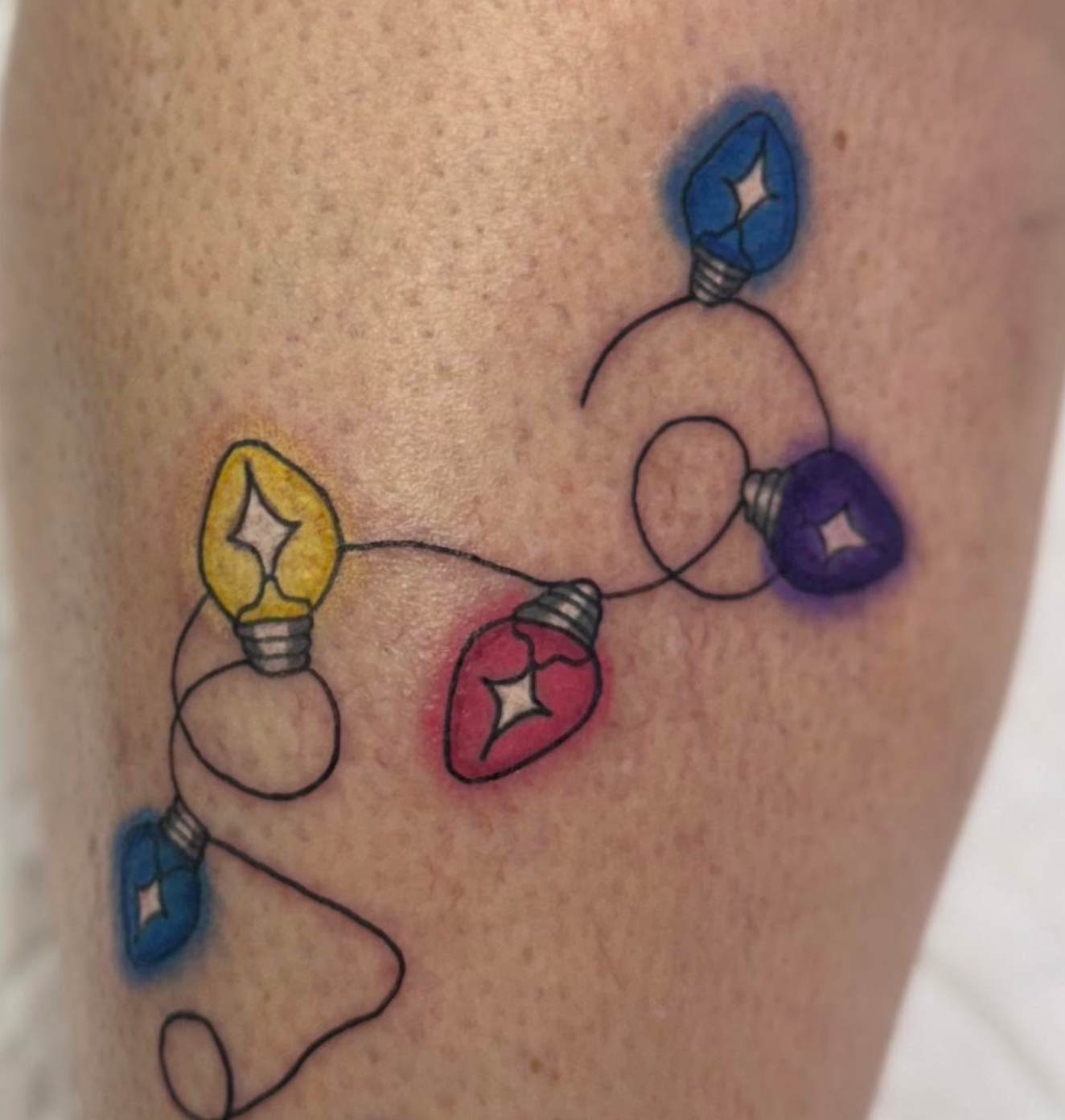 Christmas lights tattoo | Light tattoo | tattoos by rachel | body art by rachel | portland, OR |  