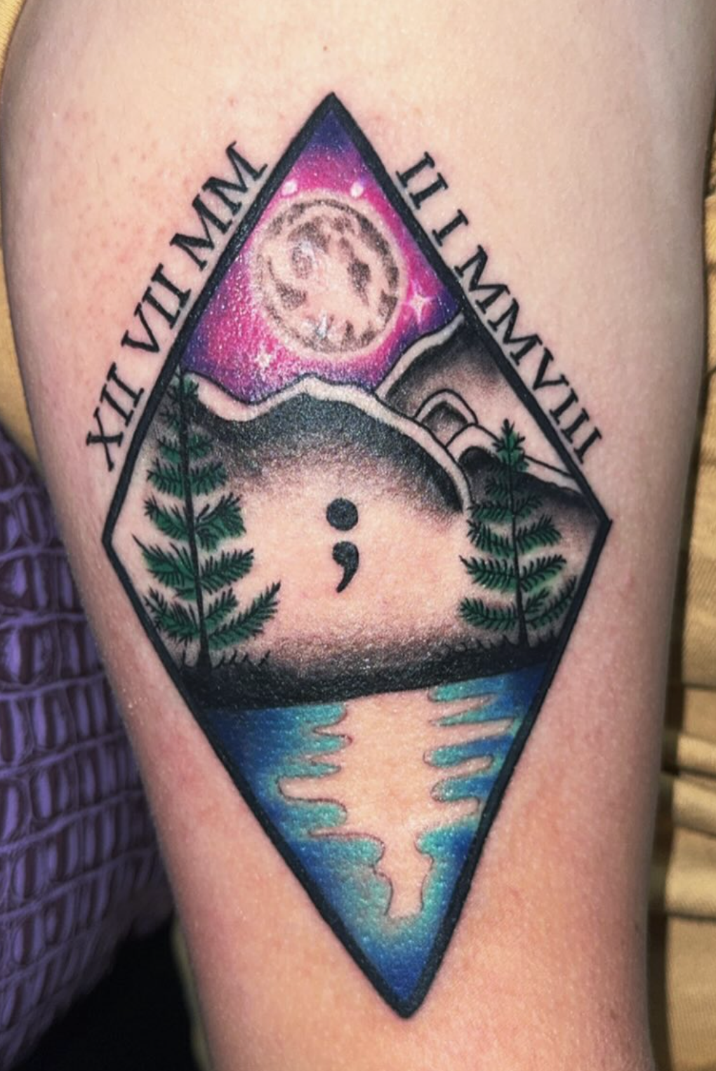moon and mountain tattoo | tattoos by rachel | body art by rachel | portland, OR | Wilsonville, OR