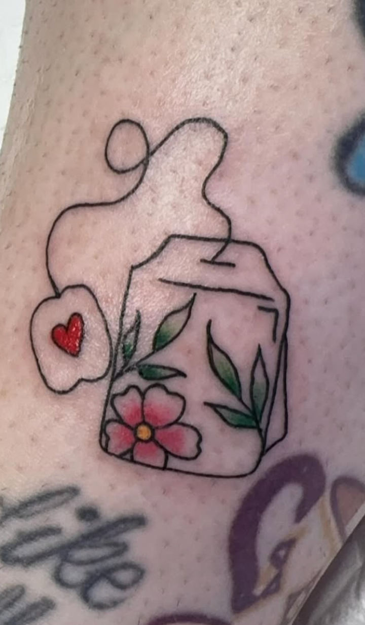 tea bag tattoo | tattoos by rachel | body art by rachel | portland, OR | Wilsonville, OR