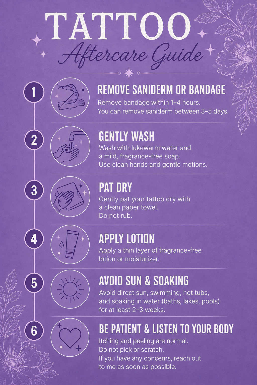 tattoo aftercare instructions | tattoos by rachel | body art by rachel | portland, OR | Wilsonville, OR