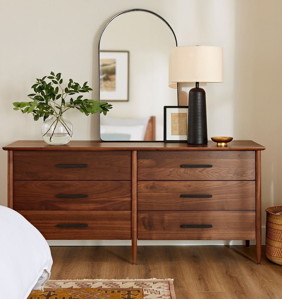 Solid cherry dresser with six drawers, smoothly finished with natural oils only. A beautiful statement piece.