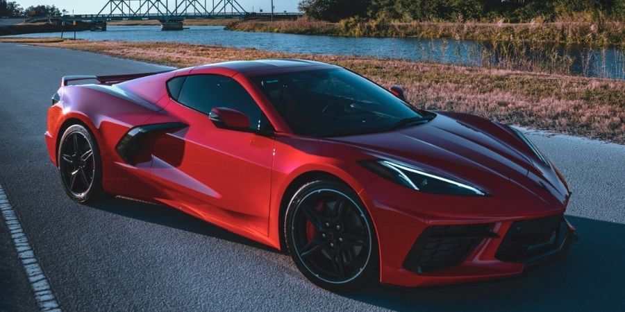 c8 corvette with a sleek window tinted look and good visibility