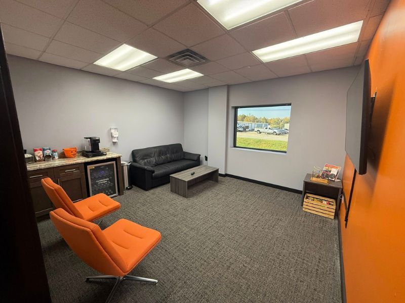 Customer lounge at Tint Guy in Fairfield, Ohio, where guests can wait during their paint protection film appointment.