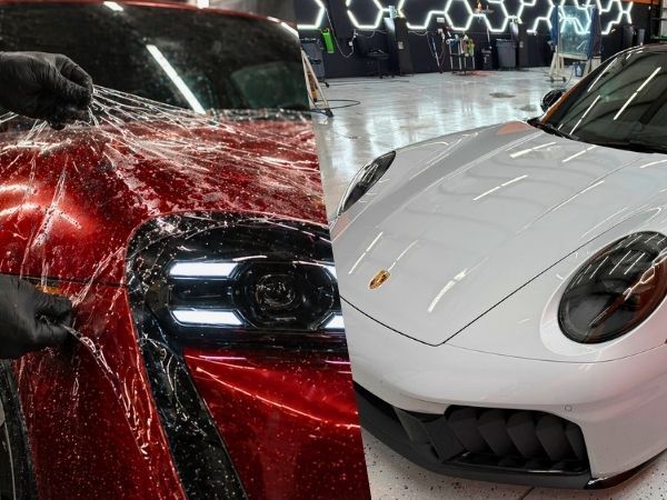 Porsche with Paint Protection Film Outlines