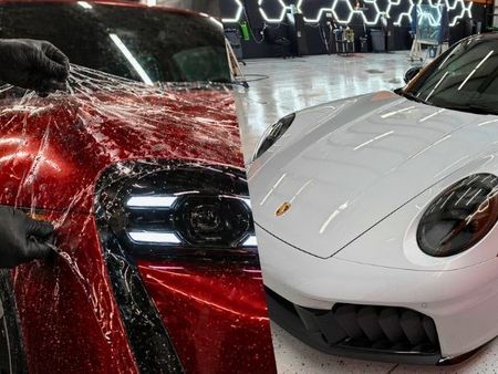 Porsche with Paint Protection Film Outlines
