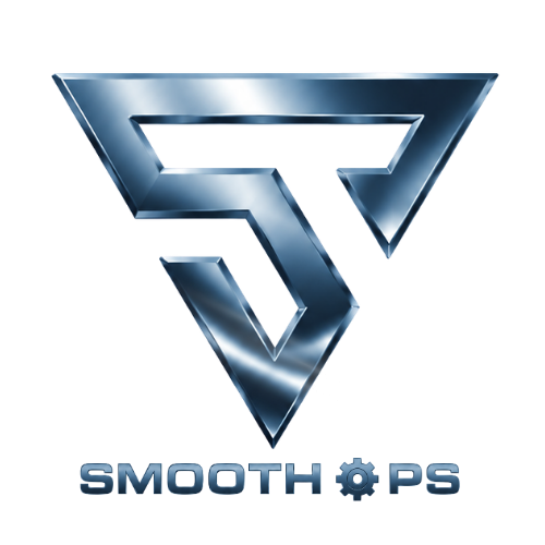 Blue metallic geometric logo with the text “SMOOTH OPS” below it.