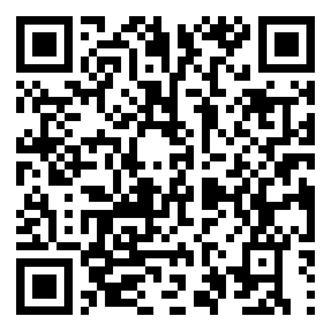 QR code with a complex black and white pattern.