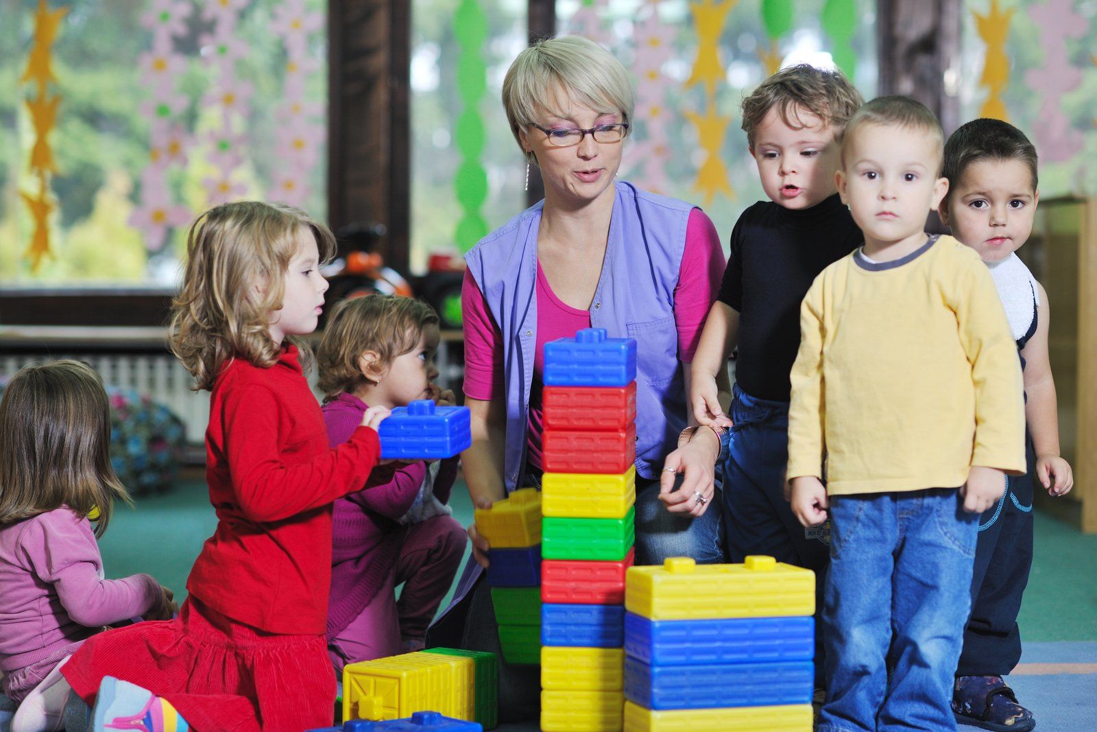 woman with kids in the room