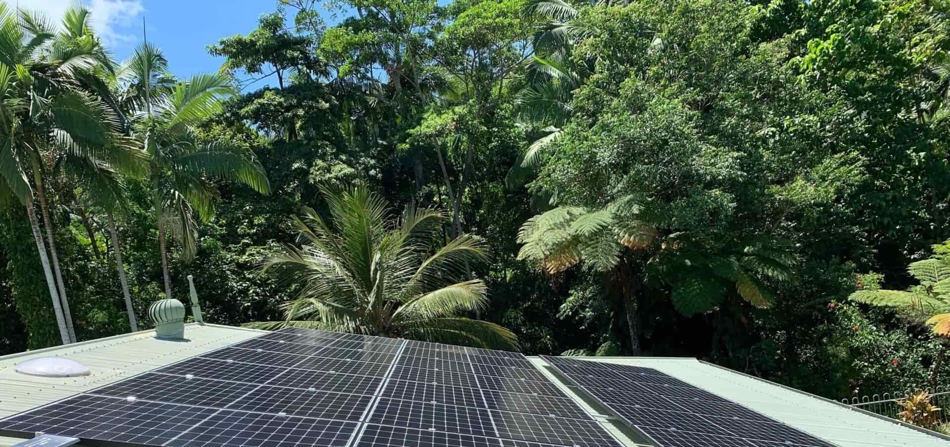 Solar Panels And Trees Natural Scenery — Mission Solar And Electrical In Mission Beach, QLD