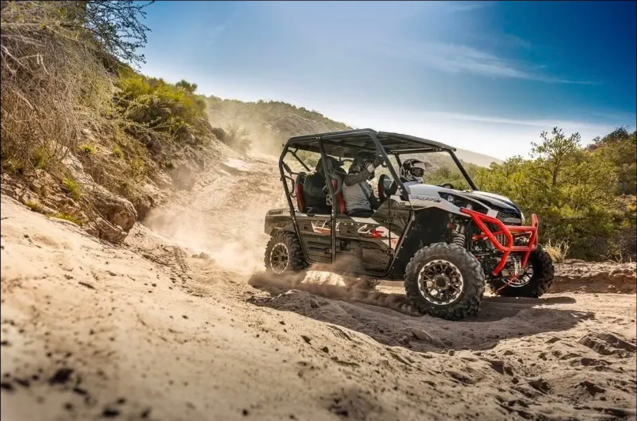 UTV in action move on desert trail