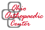 Ohio Orthopaedic Center logo with gray interlocking shapes and red script text