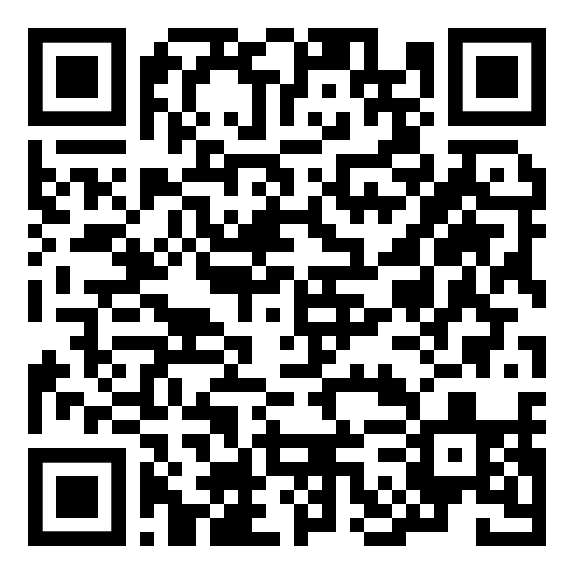 Ein schwarz-weißer QR-Code auf weißem Hintergrund.