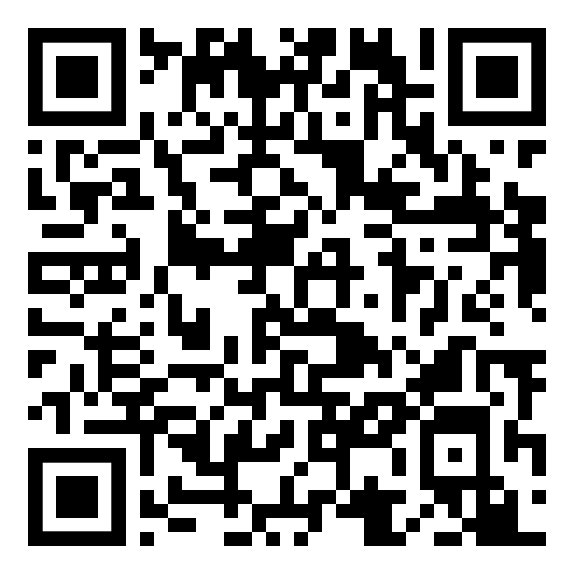 Ein schwarz-weißer QR-Code auf weißem Hintergrund.