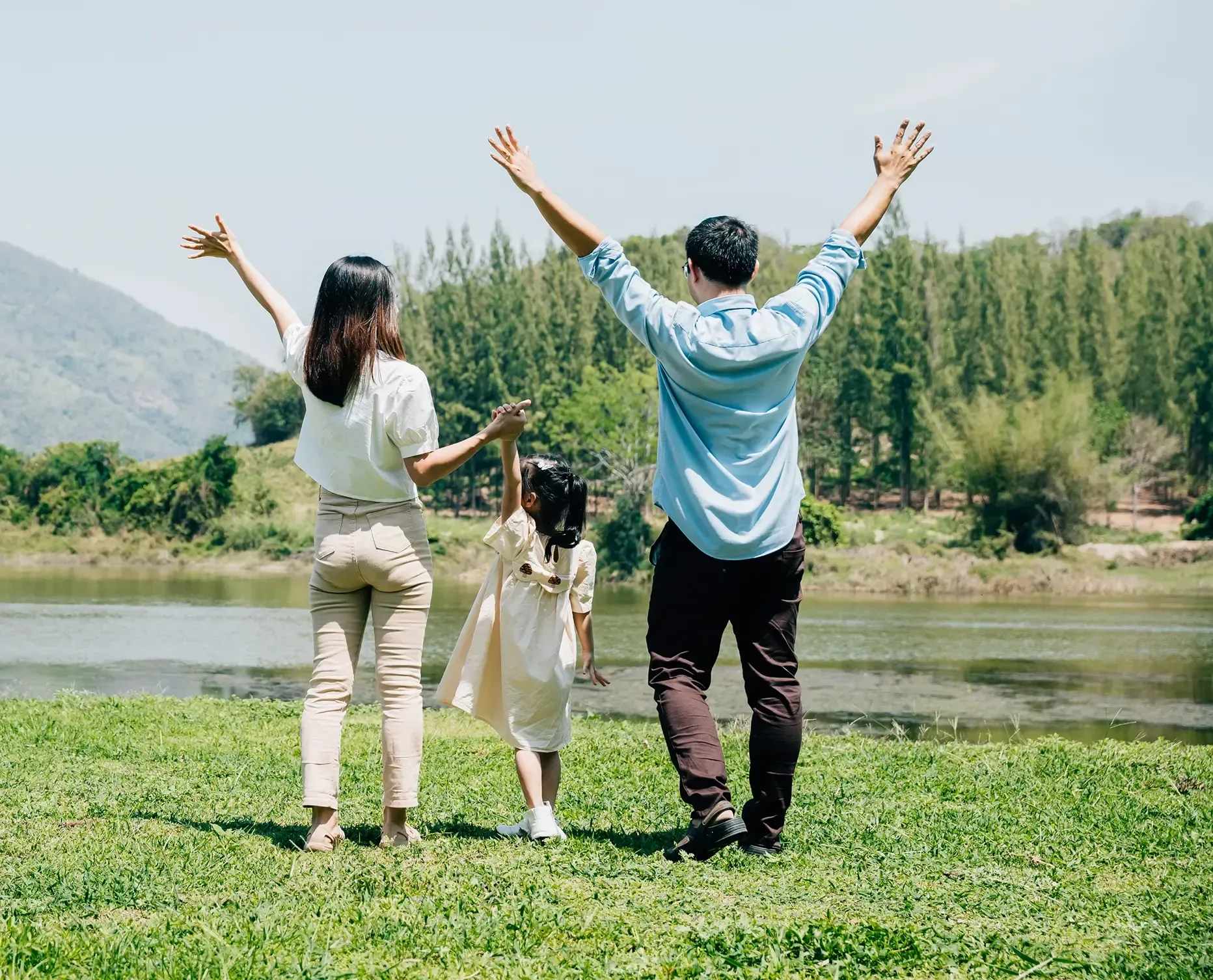 A couple with a child.