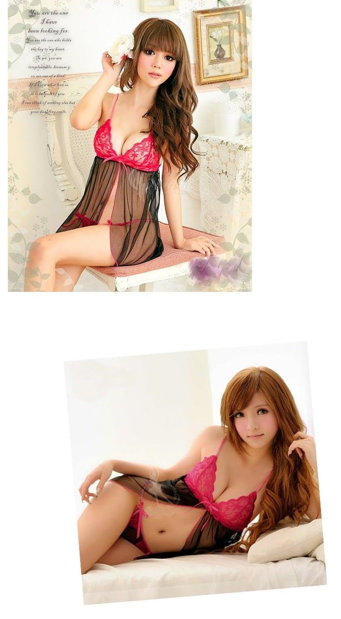 魅夜情人嫵媚兩件式開襟睡衣｜桃紅蕾絲若隱若現 【小百合美學】30170