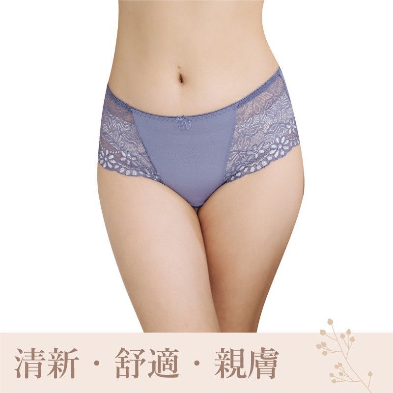 小清新蕾絲拼接中低腰包臀內褲｜舒適透氣純棉底 (台灣製) 【小百合美學】U81265