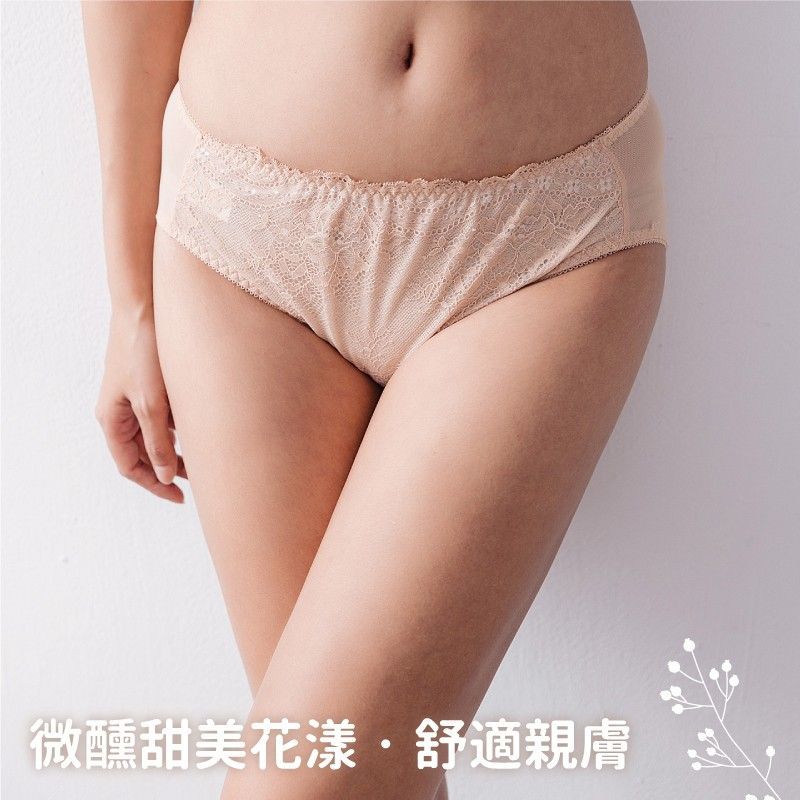 皇貴妃蕾絲網紗透氣包臀三角內褲 (台灣製) 【小百合美學】U81879