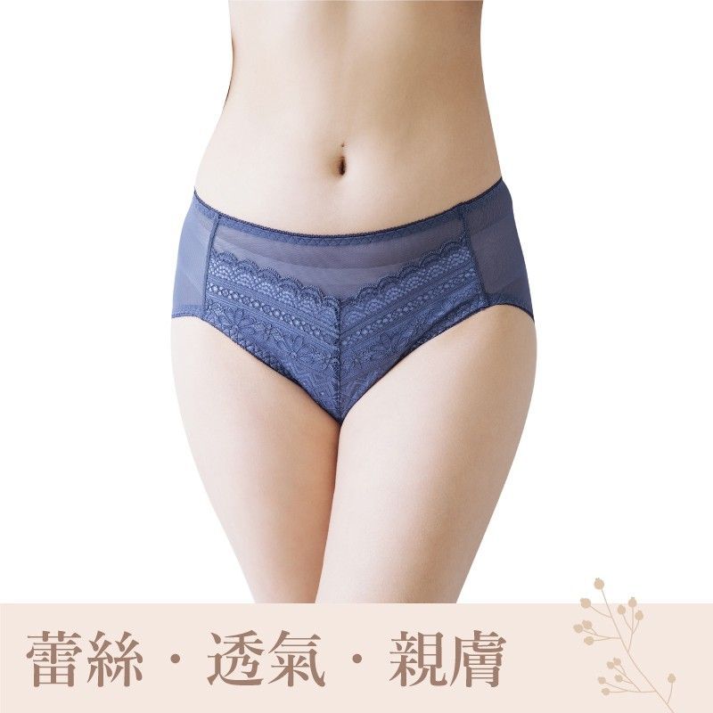 相遇低腰蕾絲網紗透氣三角內褲 (台灣製) 【小百合美學】U85555