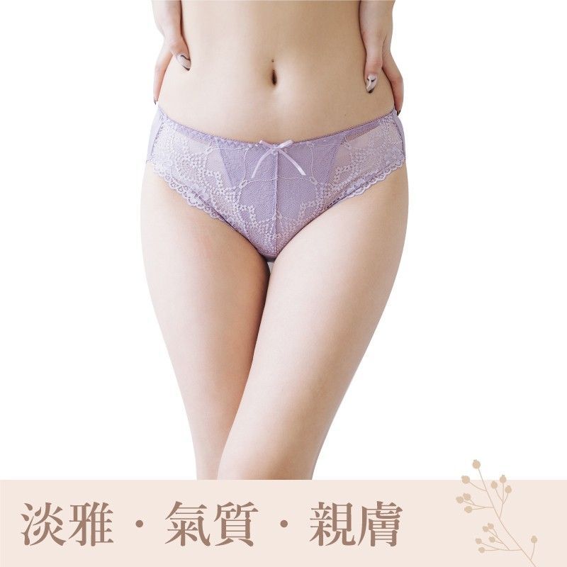 紫韻蕾絲拼接萊卡透氣包臀內褲 (台灣製) 【小百合美學】U86626