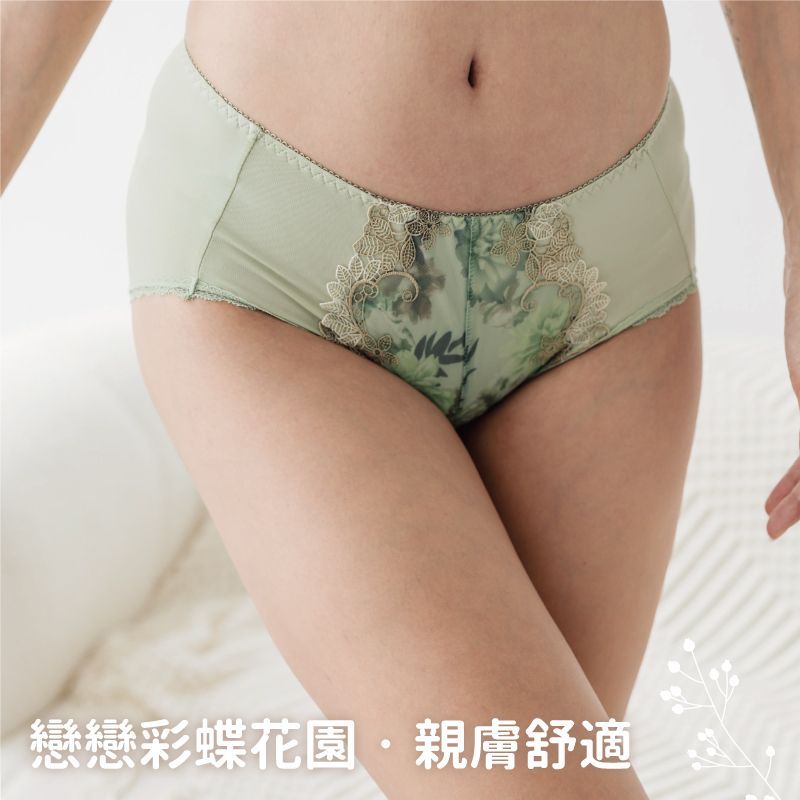 吸濕排汗戀戀彩蝶低腰蕾絲包臀內褲 (台灣製) 【小百合】U820312