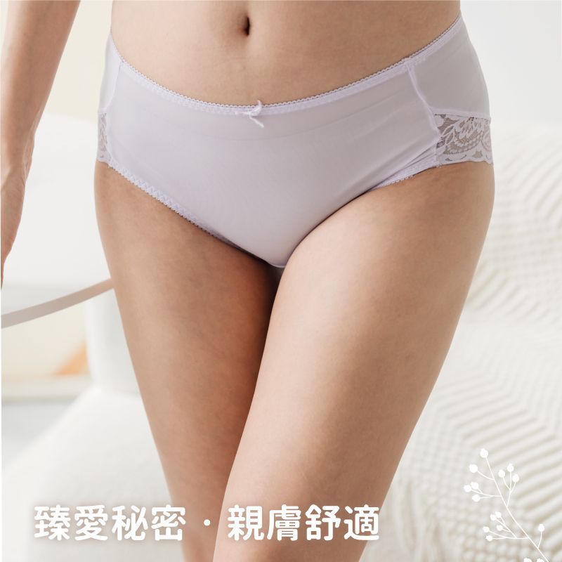 排汗透氣魅力驚艷中腰蕾絲包臀內褲 (台灣製) 【小百合】U83501