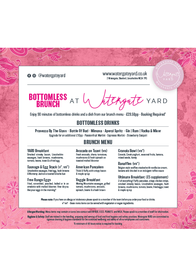 Watergate Yard, Sleaford Bar, Restaurant & Music Venue About Us