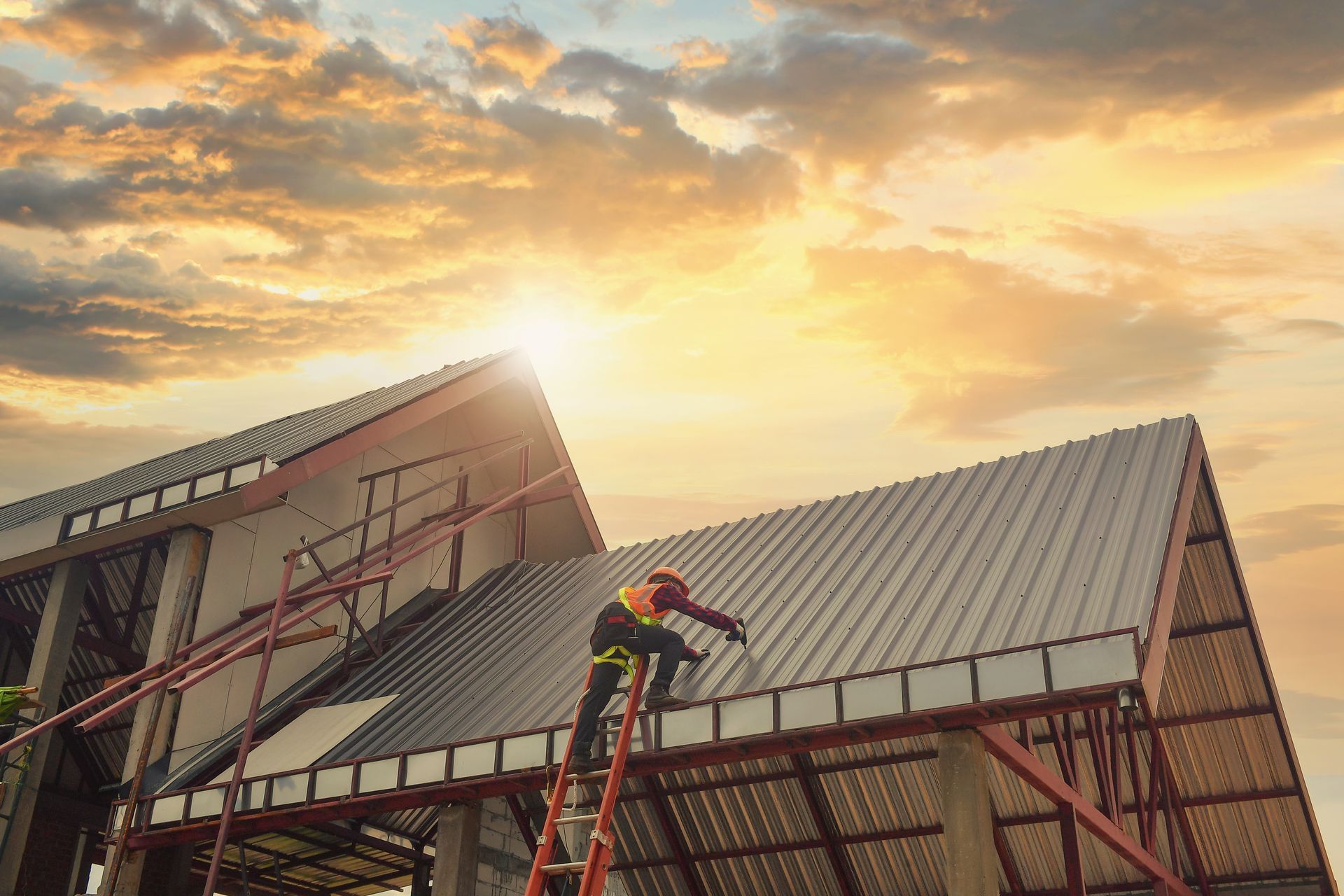 Standing seam metal roof on a Minneapolis commercial building
