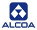 Alcoa logo: blue square with three connected white diamond shapes above the word 