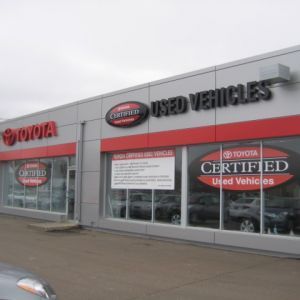 Toyota dealership, building exterior with 