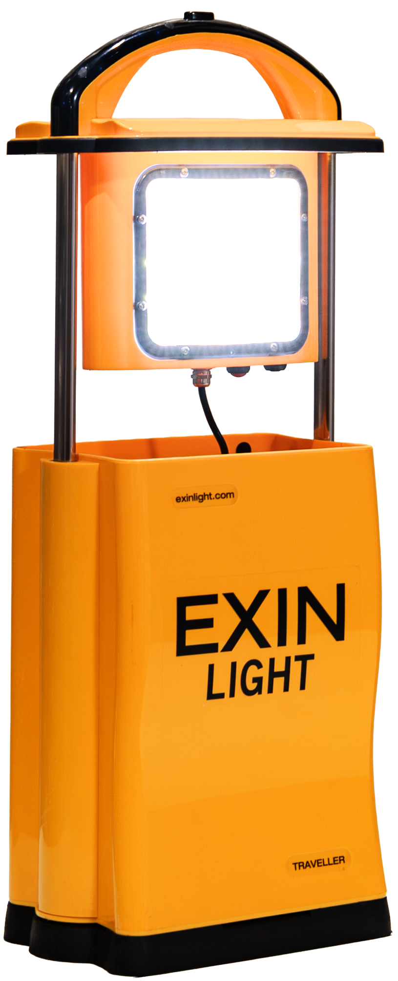 A yellow box with the word exin light on it