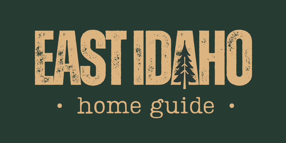 East Idaho home guide logo in tan text on a dark green background