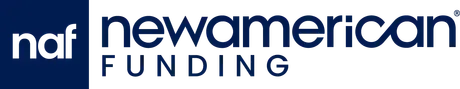 Naf NewAmerican Funding logo in navy blue and teal on white background