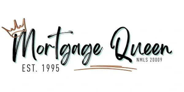 Mortgage Queen logo in black script with a gold crown and “Est. 1995” and “NMLS 2089” text