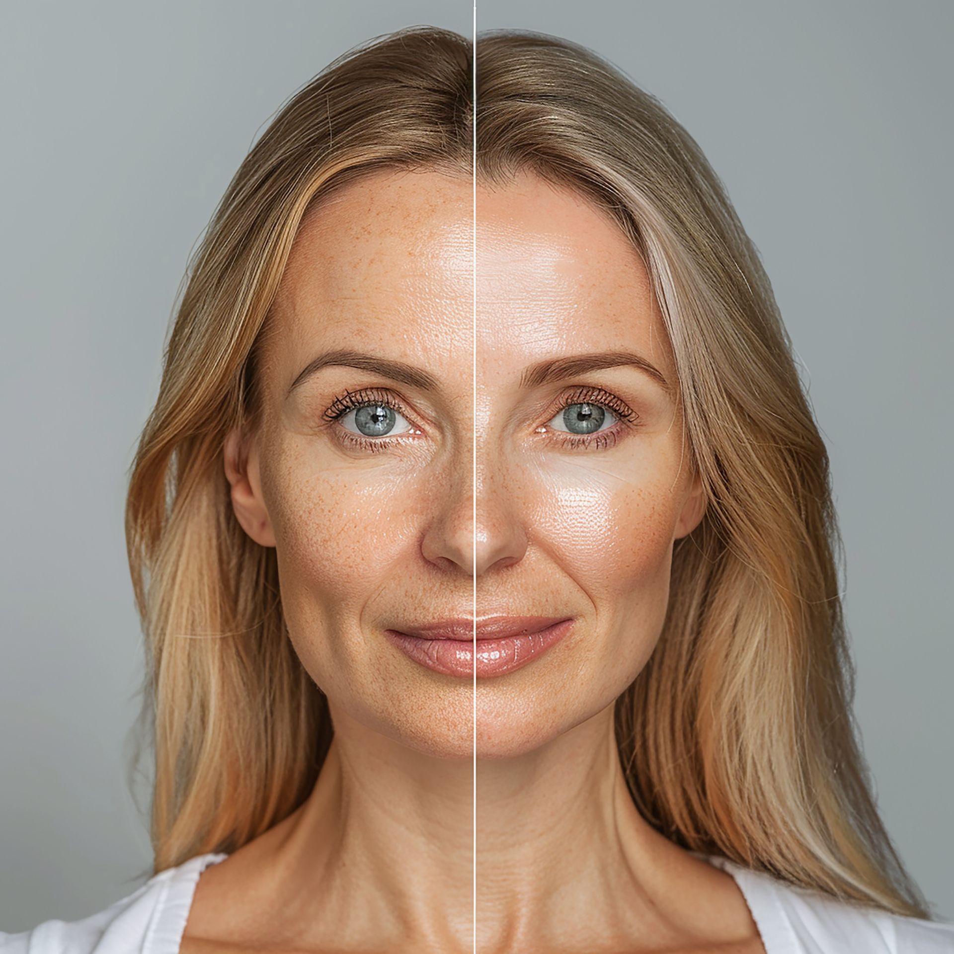 A before and after photo of a woman 's face before and after Botox.