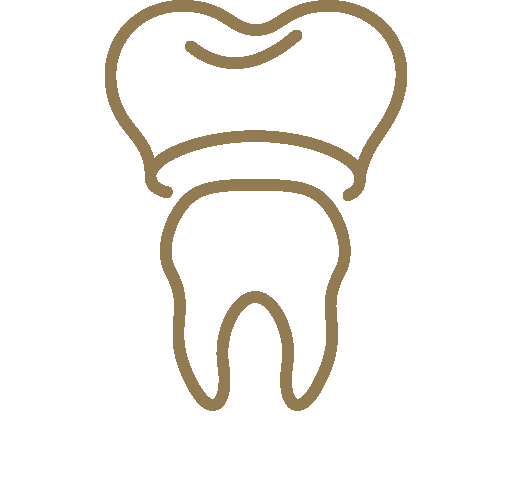 A line drawing of a tooth with a crown on it.