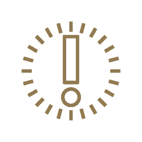A brown exclamation point icon in a circle on a white background.